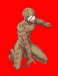  1boy full_body holding holding_microphone jojo_no_kimyou_na_bouken looking_at_viewer microphone oasis_(stand) open_mouth purple_eyes red_background secco shakuyouka simple_background solo tongue tongue_out vento_aureo 