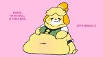  16:9 animal_crossing anine anthro belly canid canine canis domestic_dog female isabelle_(animal_crossing) mammal nintendo overweight overweight_anthro overweight_female pompuffy_(artist) sequence shih_tzu simple_background solo toy_dog video_games weight_gain widescreen 