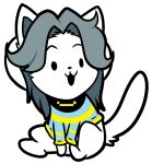  alpha_channel canid canine clothed clothing eyebrows felid feline fur hair mammal open_mouth raised_eyebrow sitting smile tem temmie_(undertale) topwear undertale undertale_(series) video_games white_body white_fur xwhitedreamsx 