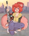  big_(disambiguation) big_tail breasts cleavage clothed clothing cosplay death_loop female gun kayla_squirrel mammal ranged_weapon rodent sciurid weapon wiporu 