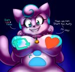  &lt;3 anthro bell bell_collar belly big_breasts breasts collar cotton_(f0xb0y) domestic_cat english_text f0xb0y01 felid feline felis female gradient_background grin hi_res huge_breasts looking_at_viewer low-angle_view mammal nude simple_background smile solo symbol text 
