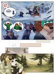  3:4 animal_crossing anthro black_nose blue_clothing blue_coat blue_topwear bodi_(rock_dog) bottomwear brown_body brown_fur brown_hair canid canine canis clothing coat comic domestic_dog eclipsewolf embrace eyes_closed fur grey_body grey_fur hair head_pat hi_res k.k._slider male male/male mammal mastiff molosser nintendo pants patting_head plant pulling_clothing red_bottomwear red_clothing red_pants riff_(rock_dog) rock_dog sherpa_hat skozz_(rock_dog) snow snowy topwear tracksuit tracksuit_pants tree video_games wind wolf worried 