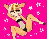  6:5 anthro blonde_hair brown_body brown_eyes cervid clothing female gris_swimsuit hair hooves mammal meme meme_clothing mikart multicolored_hair one-piece_swimsuit paige_(mikart) solo spread_legs spreading swimwear translucent translucent_clothing translucent_swimwear 