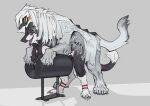  2022 anthro barely_visible_genitalia barely_visible_penis black_body black_fur breeding_mount claws duo feral fur genitals goo_creature hi_res male male/male merging open_mouth penis raptoral sergal simple_background toe_claws white_background white_body white_fur 