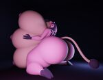  3d_(artwork) animal_print anthro big_breasts big_butt blender_(software) breasts butt cow_print darkdraketom digital_media_(artwork) female hand_on_breast hi_res huge_breasts huge_butt hyper hyper_butt looking_at_viewer miltank multi_breast nintendo pink_body pok&eacute;mon pok&eacute;mon_(species) simple_background solo video_games 