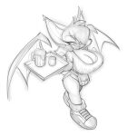  alcohol anthro beer beverage big_breasts bigdad bottomwear breasts chiropteran cleavage clothed clothing female hair hair_over_eye hi_res hooters hooters_uniform hotpants huge_breasts mammal monochrome one_eye_obstructed rouge_the_bat sega serving_tray shorts solo sonic_the_hedgehog_(series) wings 