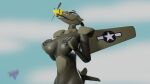  16:9 3d_(artwork) aircraft amber_eyes anthro armor breasts digital_media_(artwork) female green_body green_skin hi_res humanoid living_aircraft living_machine living_vehicle machine metropex nipples p-51_mustang propeller pupils sally sharp_teeth slit_pupils solo teeth vehicle widescreen wings 