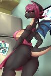  absurd_res anthro apron apron_only butt clothing dragon female hi_res mostly_nude skylosminkan solo 