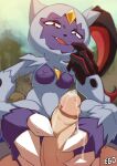  anthro bodily_fluids breasts claws cum erection feet female foot_fetish foot_play footjob genital_fluids genitals hi_res human male mammal nintendo nude owahi_ego penis pok&eacute;mon pok&eacute;mon_(species) pokemon_legends_arceus sex smile sneasler video_games 