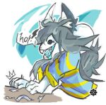  anthro bodily_fluids canid canine clothed clothing dangerous fangs felid feline fur hair mammal open_mouth saliva scary sharp_teeth simple_background smile teeth tem temmie_(undertale) text topwear undertale undertale_(series) video_games white_body white_fur 