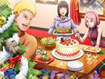  1boy 2girls blonde_hair blue_eyes boruto:_naruto_next_generations cake christmas christmas_cake christmas_tree food green_eyes haruno_sakura hyuuga_hinata matatabi_(naruto) multiple_girls naruto_(series) official_art pink_hair shukaku_(naruto) uzumaki_naruto 