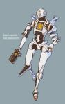  apex_legends b3_wingman copyright_name gun handgun head_tilt highres holding holding_gun holding_weapon humanoid_robot looking_to_the_side no_humans pathfinder_(apex_legends) revolver science_fiction shun_(legendshun7) solo walking war_machine_pathfinder weapon 