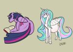  absurd_res duo equid equine female feral friendship_is_magic hasbro hi_res horn horse mammal my_little_pony pony pregnant pregnant_female princess_celestia_(mlp) twilight_sparkle_(mlp) winged_unicorn wings xenopony456 