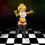  animatronic anthro beakless bib clothed clothing female five_nights_at_freddy&#039;s five_nights_at_freddy&#039;s_2 gerdew hi_res legwear machine panties partially_clothed robot scottgames smug smug_face solo stockings toy_chica_(fnaf) underwear video_games 