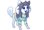  blue_eyes canid canine clothed clothing cute_fangs eyebrows felid feline fur hair happy jagged-lightning mammal paws raised_eyebrows smile solo tem temmie_(undertale) tongue topwear undertale undertale_(series) video_games white_body white_fur 