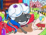  2019 air_tank amusement_ride anthro areola balloon big_breasts big_penis black_hair black_nose blue_body blue_fur bouncy_castle breast_expansion breasts detailed_background expansion felid flavia fur genitals glistening glistening_body gloves_(marking) grey_body grey_fur gynomorph hair high_rez hose hose_inflation huge_breasts huge_penis hyper hyper_breasts hyper_genitalia hyper_penis inflatable intersex kitty123 leg_markings looking_at_viewer mammal markings nipples nude penis penis_inflation purple_areola purple_nipples smile socks_(marking) solo traditional_media_(artwork) white_body white_fur 