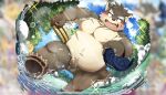  anthro balls belly blush bodily_fluids canid canine canis claws cum domestic_dog edit erection eyebrows forest genital_fluids genitals kinoshita-jiroh lifewonders male mammal moritaka musclegut navel nipples orgasm pawpads pecs penis pentanohi plant river solo thick_eyebrows tokyo_afterschool_summoners tree video_games water 