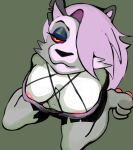  3_toes absurd_res anthro black_nose bottomwear canid canid_demon canine canis clothing demon feet female hellhound helluva_boss hi_res high-angle_view kneeling loona_(helluva_boss) mammal nipples pawpads pink_nipples pink_pawpads shorts solo tintotuillust toes wolf 