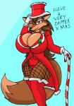  anthro breasts candy candy_cane canid canine clothing dessert female food fox hi_res large-rarge mammal solo 