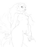  anthro breasts clitoral_hood female genitals hair hi_res mammal mephitid monochrome navel nipples nude portrait pussy simple_background sketch skunk small_breasts solo standing three-quarter_portrait wetchop 