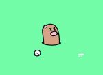  angry animal_focus ball black_eyes commentary diglett golf_ball green_background head_bump highres james_turner no_humans pokemon pokemon_(creature) signature solid_oval_eyes solo v-shaped_eyebrows 