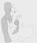  &lt;3 anon anthro blush breasts clothed clothing duo female human kissing kissing_cheek male male/female mammal monochrome murid murine rat rodent shirt simple_background sketch topwear wetchop 