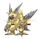  anthro armor bandai_namco claws digimon digimon_ghost_game fluffy_chest fur hi_res lamortmon male monster officialseraphimon orange_eyes sharp_teeth solo talons teeth winged_arms wings yellow_body yellow_fur 
