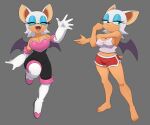 :3 anthro bat_wings bodysuit bottomwear breasts chiropteran cleavage clothed clothing dolphin_shorts female flowerimh gloves grey_background handwear hi_res mammal membrane_(anatomy) membranous_wings multiple_poses open_mouth open_smile pose rouge_the_bat sega shirt shorts simple_background skinsuit smile solo sonic_the_hedgehog_(series) stretching tank_top tight_clothing topwear wings 