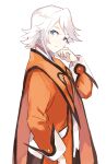  1girl blue_eyes kanyoko_(yuzukano_17) long_hair looking_at_viewer raine_sage robe short_hair silver_hair simple_background solo tales_of_(series) tales_of_symphonia white_background 