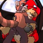  ailurid anthro backseat balls black_nose bodily_fluids booster brown_body brown_fur butt canid canine canis car curved_tail dark_pawpads digital_media_(artwork) domestic_dog duo eyewear facial_markings female female_penetrated fluffy fluffy_tail from_front_position fur gem genital_fluids genitals half-closed_eyes head_markings head_tuft head_turned housepets! inside_car jewelry looking_away looking_pleasured lying male male/female male_penetrating male_penetrating_female mammal markings mask_(marking) missionary_position motion_lines multicolored_body narrowed_eyes necklace nude on_back open_mouth pawpads pearl_(gem) pearl_necklace penetration pomeranian red_body red_fur red_panda sex shining_teeth sitting_on_back smile spitz spread_legs spreading sunglasses tan_body tan_fur tarot_(housepets!) teeth_showing teeth_visible todd_(housepets!) tongue trashbadger tuft vehicle webcomic webcomic_character white_body white_ears white_fur white_muzzle yellow_eyes 