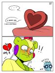  &lt;/3 &lt;3 ... ? anteater anthro blue_body blue_fur blush bodily_fluids box_of_chocolates candy chocolate clothed clothing comic confusion crying dessert dialogue duo english_text ev_htf_(artist) exclamation_point eyewear food fur glasses green_body green_fur happy_tree_friends hi_res korean_text lollipop male mammal nutty_(htf) off_shoulder pilosan pupils rodent sad sciurid sentient_object shirt sniffles_(htf) speech_bubble talking_object tears text topwear tree_squirrel unusual_pupils what xenarthran 