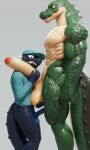  2022 3d_(artwork) abs anthro anthro_on_anthro ball_fondling ball_size_difference balls baseball_cap big_balls big_muscles big_penis bottomless claws clothed clothed/nude clothing connivingrat crocodile crocodilian crocodylid digital_media_(artwork) dragon duo embrace erection fondling genitals grey_background hat headgear headwear helm_(connivingrat) hi_res horn hug huge_balls huge_muscles huge_penis humanoid_genitalia humanoid_penis long_sleeves looking_at_genitalia looking_at_penis male male/male muscular muscular_anthro muscular_male nipples non-mammal_balls non-mammal_nipples nude obliques pecs penis penis_hug penis_size_difference reptile scalie shirt simple_background size_difference spiked_tail spikes spikes_(anatomy) standing teeth thick_penis topwear vein 