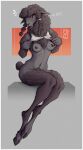  5_fingers anthro areola bovid breasts caprine clothed clothing female fingers hi_res hooves lolzguy looking_at_viewer mammal nipples open_mouth sheep sitting smile solo teeth tongue 