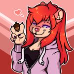  &lt;3 acorn anzusv_(artist) clothing female food fruit gesture hi_res jacket kayla_squirrel mammal nut_(fruit) plant profile_picture rodent sciurid smug solo topwear v_sign 