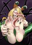  absurdres asui_tsuyu barefoot blonde_hair boku_no_hero_academia feet feet_out_of_frame foot_fetish foot_focus frog_girl highres medusa_gorgon possessed possession soles soul_eater soul_eater_(character) yellow_eyes 
