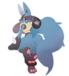  2021 ambiguous_gender blue_body blue_fur butt canid canine full-length_portrait fur hi_res looking_back lucario mammal nintendo nyaswitchnya pawpads pok&eacute;mon pok&eacute;mon_(species) portrait rear_view red_eyes simple_background solo tan_body tan_fur video_games white_background 