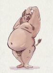  2021 anthro balls belly genitals goodie_holly male mammal moobs navel nipples overweight overweight_male penis pubes small_penis solo stretching suid suina sus_(pig) wild_boar 