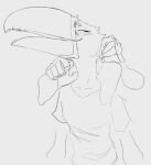  ambiguous_gender anthro ara&ccedil;ari avian beak bird clothed clothing disembodied_hand ear_rub felid female gryphon leopard long_ears looking_pleasured mammal mira_(wetchop) monochrome mythological_avian mythology narrowed_eyes open_mouth pantherine sketch solo toucan wetchop 