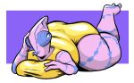 anthro audrey_(rubbish_chameleon) big_butt breasts butt chameleon chubby_female clothing feet female lizard reptile rubbish_chameleon scalie solo tight_clothing wide_hips 