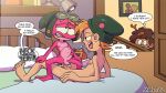  2021 abdominal_bulge absurd_res amphibia_(series) amphibian anal anal_penetration anne_boonchuy anthro anthro_penetrated bed being_watched bodily_fluids brown_hair clothing cowgirl_position cum cum_in_ass cum_inside cum_on_face cumshot detailed_background dialogue disney drooling ejaculation english_text erection eyewear female frog from_front_position furniture genital_fluids genitals glans goggles green_clothing green_hat green_headwear group hair half-closed_eyes hat headgear headwear hi_res human human_on_anthro human_penetrating human_penetrating_anthro humanoid_genitalia humanoid_penis interspecies looking_at_another looking_pleasured male male/male male_penetrated male_penetrating male_penetrating_male mammal mortalohic mostly_nude narrowed_eyes navel nipples on_bottom on_top open_mouth open_smile orange_hair orgasm penetration penis pillow pink_balls pink_body pink_glans pink_nipples pink_penis saliva selfcest sex shocked smile sprig_plantar square_crossover straddling teeth text trio vein veiny_penis young 