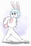  2019 angstrom animated anthro areola big_breasts big_penis blue_hair blush bodily_fluids breast_play breasts disembodied_penis duo female genital_fluids genitals hair hand_on_breast huge_breasts kneeling lagomorph leporid loop male male/female mammal molly_(angstrom) nipples nude penis pink_nipples precum pussy pussy_juice rabbit sex short_playtime smile titfuck white_body 