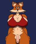  anthro balls big_breasts big_penis bra breast_squish breasts canid canine clothing female fox genitals gynomorph intersex karen_the_fox_(mexicommie) looking_down mammal mexicommie penis red_fox solo squish thick_thighs trans_(lore) trans_woman_(lore) underwear 