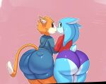  anthro big_butt butt clothing domestic_cat duo felid feline felis green_eyes hi_res humanoid looking_at_viewer male male/male mammal orange_tail puwa red_eyes skoon_(character) sqoon underwear 