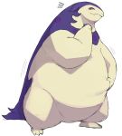  ambiguous_gender anthro belly big_belly feral fur hair hand_on_stomach hi_res hisuian_typhlosion morbidly_obese nintendo obese overweight pok&eacute;mon pok&eacute;mon_(species) purple_body purple_fur purple_hair regional_form_(pok&eacute;mon) solo video_games yellow_belly yellow_body yellow_fur zephy_03 