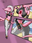  black_sclera breasts butt chest_wraps cleavage clothed clothing cutaway dragon_ball female gardevoir hair hair_over_eyes hi_res humanoid hybrid majin majinvoir mathieux05 multiple_poses nintendo pok&eacute;mon pok&eacute;mon_(species) pose smile smirk solo tongue tongue_out video_games wraps 