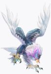  animal_focus blue_eyes commentary_request full_body highres hisuian_braviary looking_down no_humans open_mouth pecohophop pokemon pokemon_(creature) simple_background solo talons tongue white_background 