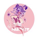  1girl arthropod_girl black_hair bow bug character_name colored_skin extra_arms extra_eyes fangs food highres medium_hair monster_girl muffet purple_hair purple_skin reignbeaux13 smile spider spider_girl tea twintails undertale 