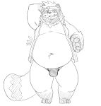  2022 anthro asian_clothing bear_2key belly bulge canid canine clothing east_asian_clothing fundoshi hi_res humanoid_hands japanese_clothing kemono male mammal moobs navel overweight overweight_male raccoon_dog solo tanuki underwear 
