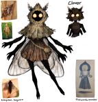  1girl absurdres antennae arthropod_girl black_skin blush brown_skirt capelet colored_skin embarrassed extra_arms fewer_digits highres hood hood_up hooded_capelet looking_at_viewer matilda_fiship monster_girl moth_antennae moth_girl moth_wings original skirt wings yellow_eyes 
