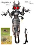  1girl absurdres arthropod_girl bug fewer_digits fly full_body furry hands_up highres matilda_fiship original red_eyes simple_background solo white_background 